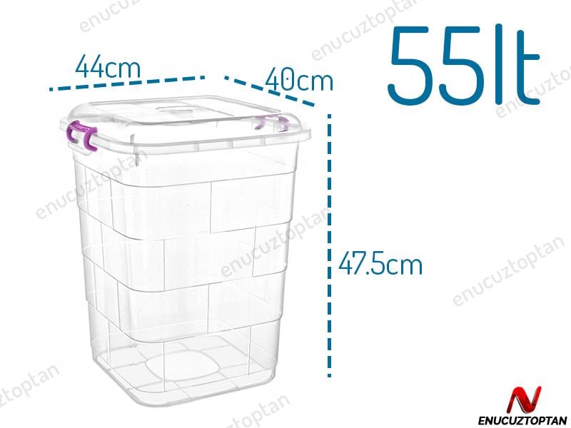 Bursev 1112 96 Şeffaf Kare Gıda Bakliyat Kovası 55 Litre | ID2308