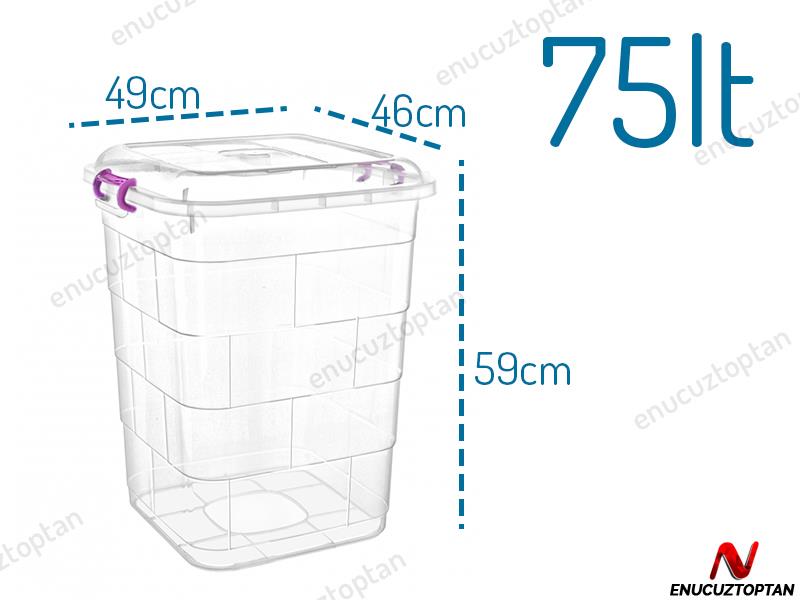Bursev 1112 97 Şeffaf Kare Gıda Bakliyat Kovası 75 Litre | ID2309