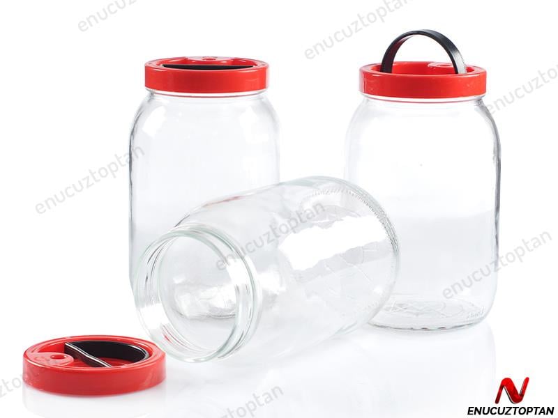 Cam Kavanoz Kulplu 2 Litre - Kapaklı Konserve Şişesi | ID2028