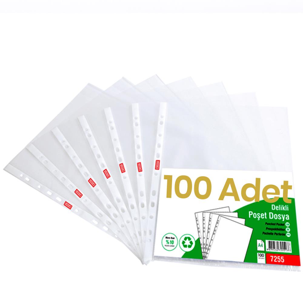 Delikli Poşet Dosya A4 30 Mikron - 100 Adet | ID5001 
