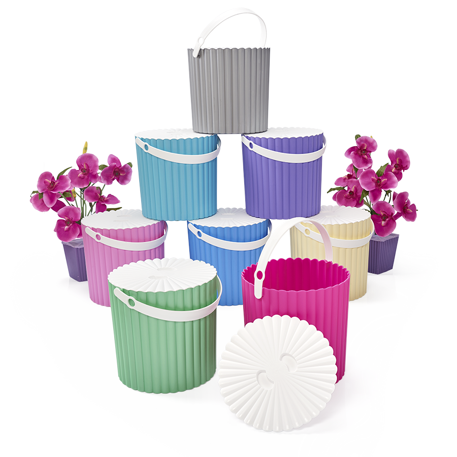 Flora 365 Trendy Kapaklı Yuvarlak Çok Amaçlı Kova 12L | ID4064