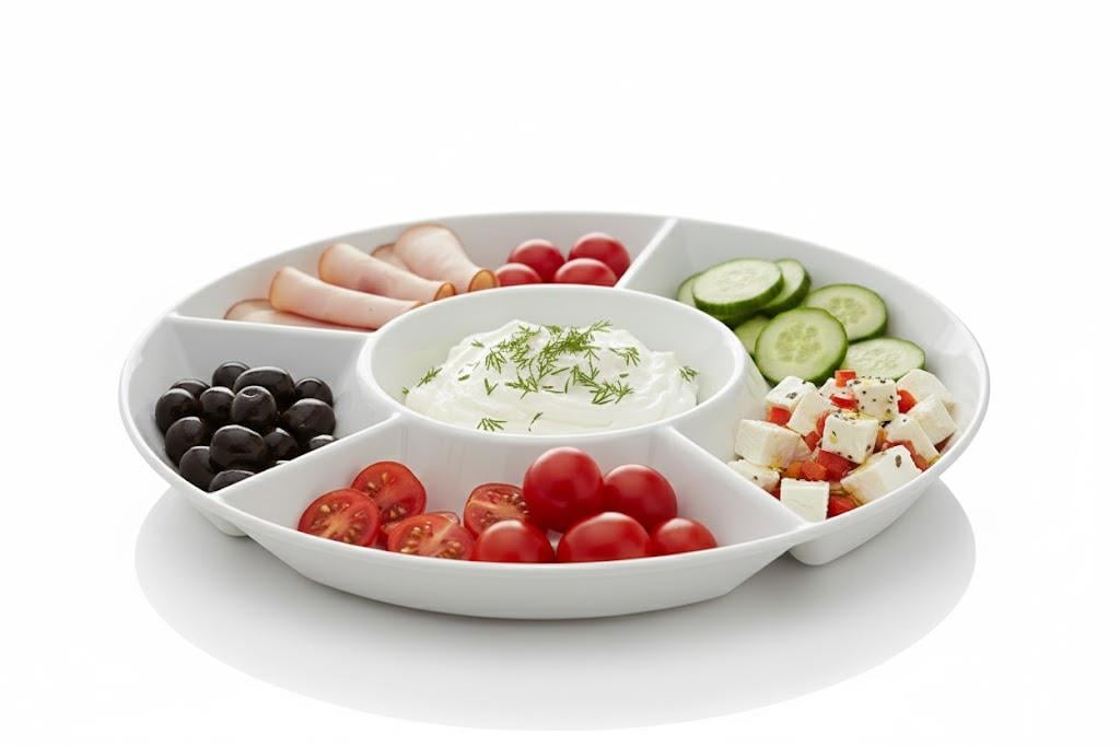 Göreme 286 Termostar Kırılmaz Melamin 5 Bölmeli Yuvarlak Kahvaltılık Ø30cm