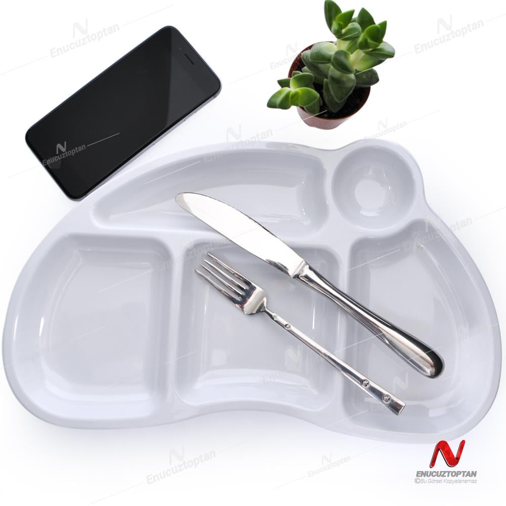 Göreme 626 Kırılmaz Melamin 5 Gözlü Mama Tabldot Tabağı | ID2226