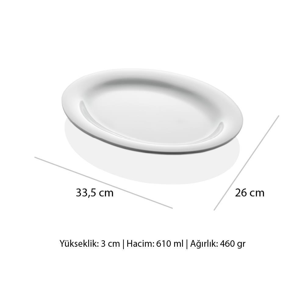 Göreme 629 Termostar Melamin Arya Kayık Tabak 33,5x26cm Beyaz