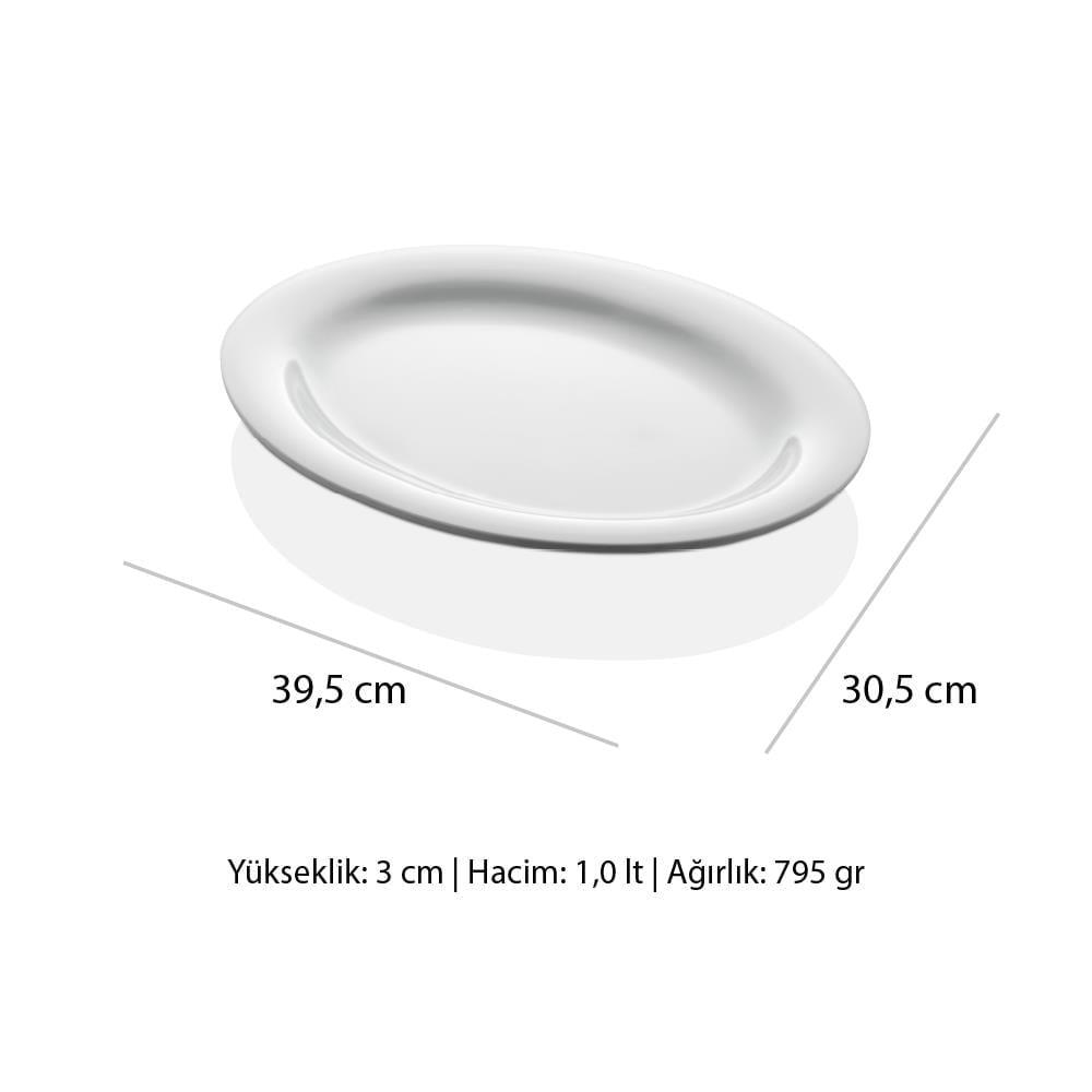 Göreme 630 Termostar Melamin Arya Kayık Tabak 39,5x30,5cm Beyaz