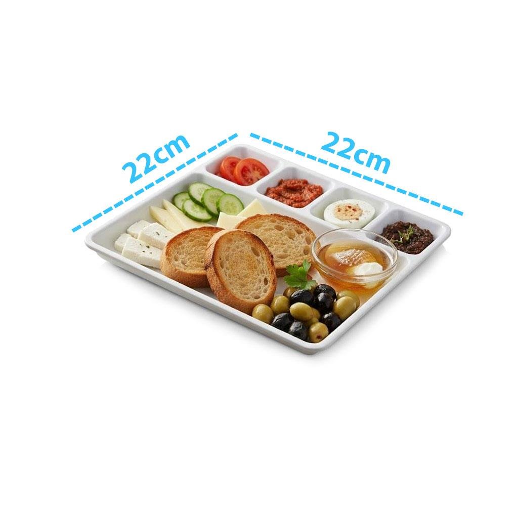 Göreme 650 Termostar Kırılmaz Melamin 5 Bölmeli Kahvaltılık 22x22cm