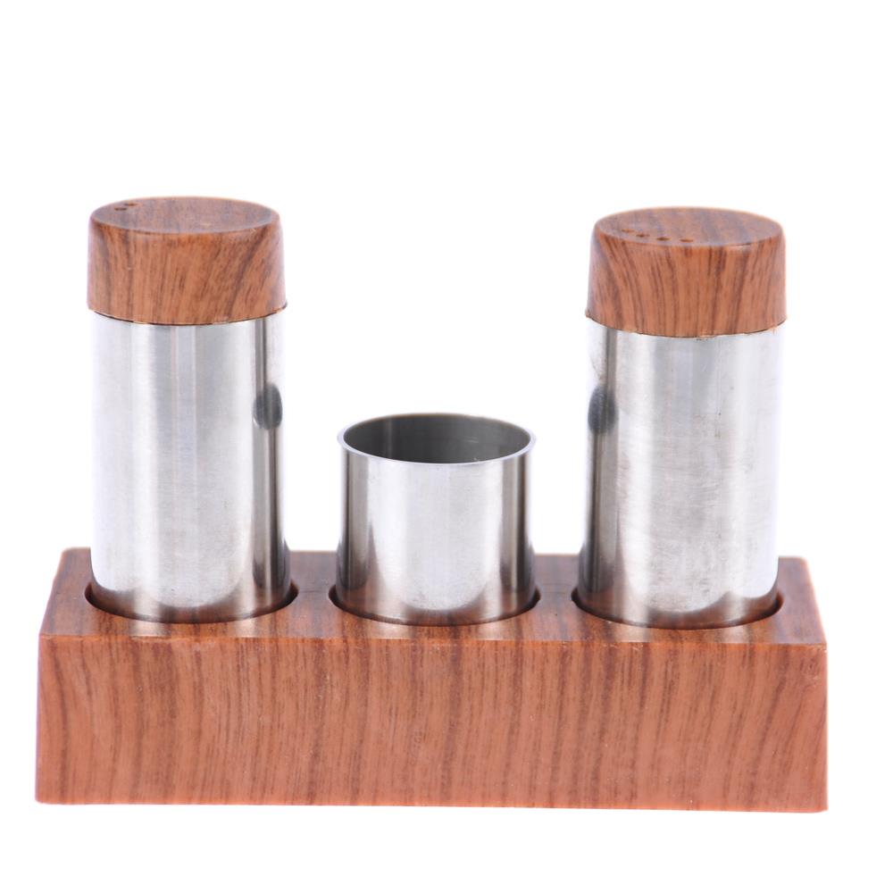 Gül Çelik Ahşap Görünümlü Standart Karabiberlik ve Tuzluk Seti | ID5224