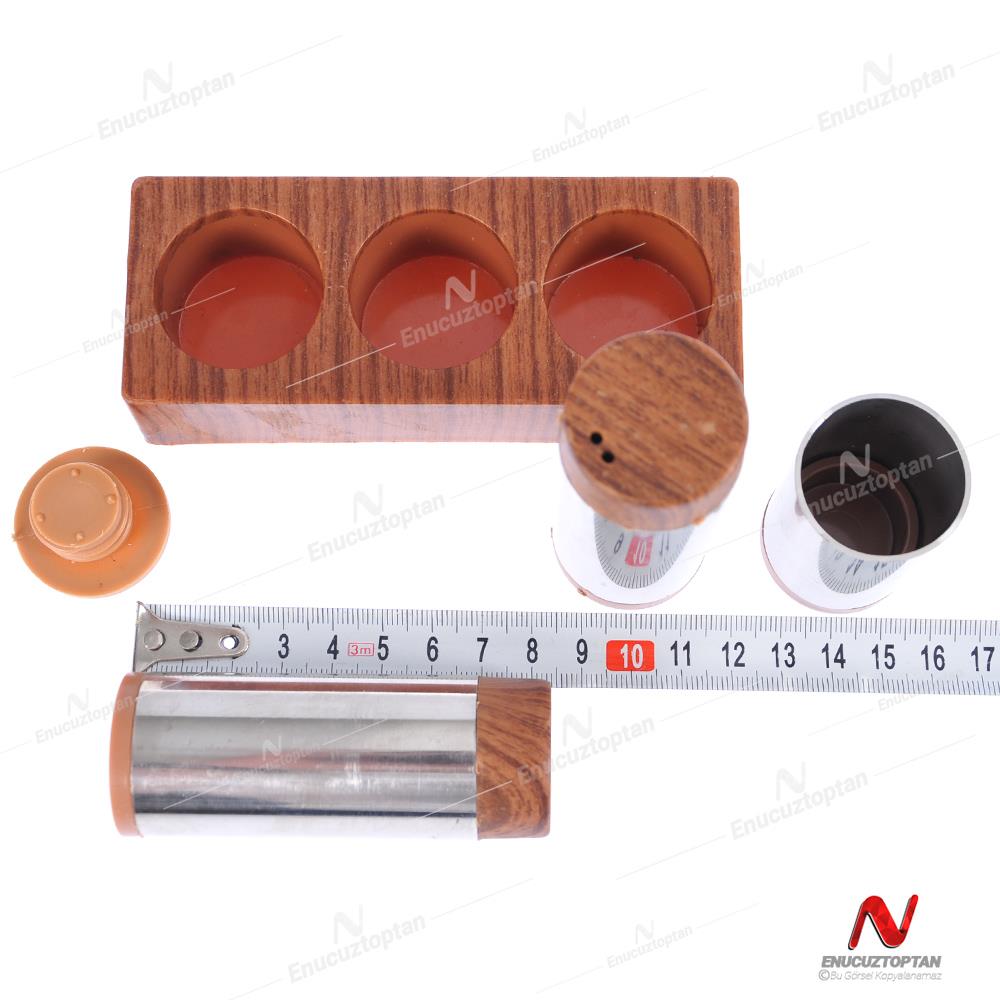 Gül Çelik Ahşap Görünümlü Standart Karabiberlik ve Tuzluk Seti | ID5224