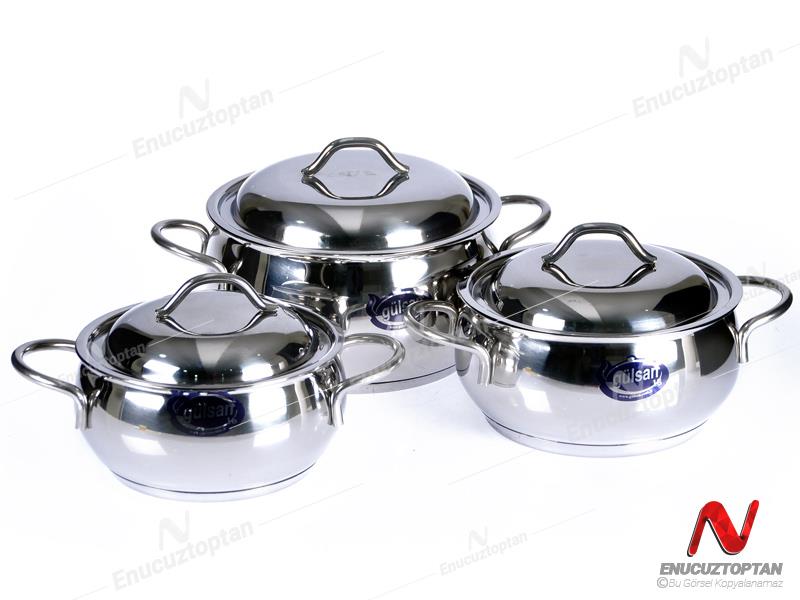Gülsan Esen Çelik Kapaklı Güveç Set 3'lü Set | ID3845 