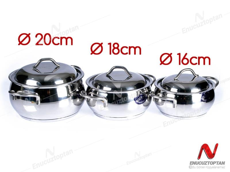 Gülsan Esen Çelik Kapaklı Güveç Set 3'lü Set | ID3845 
