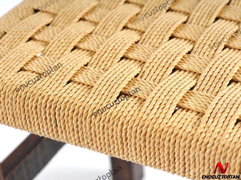 Hasır İpli Ahşap Büyük Tabure 40cm | ID4060