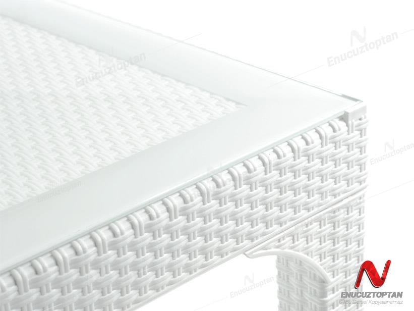 Holiday HM725 Rattan Camlı 80x140 Masa + 6 Adet HK710 Deluxe Sandalye | ID2815