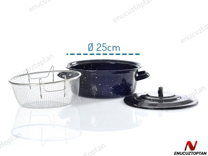 Kapaklı Emaye Kızartma Tenceresi Fritöz | ID2554