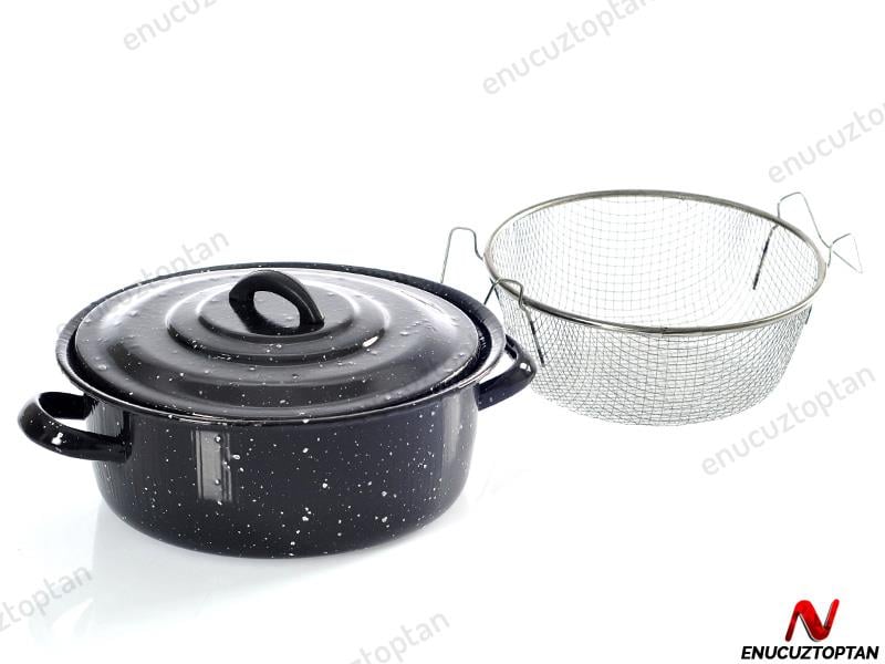 Kapaklı Emaye Kızartma Tenceresi Fritöz | ID2554