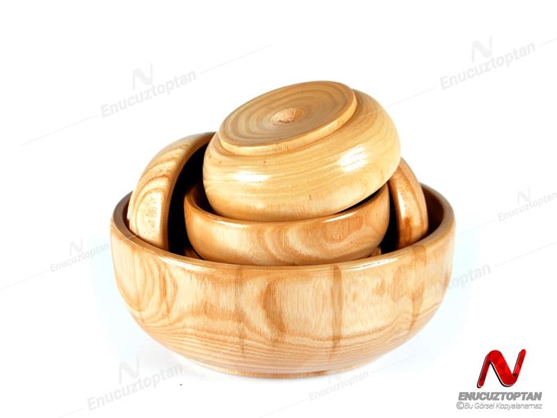 Kase - Ahşap Yuvarlak Kase Takımı 7 Parça | ID4461