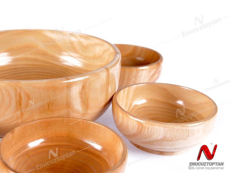 Kase - Ahşap Yuvarlak Kase Takımı 7 Parça | ID4461