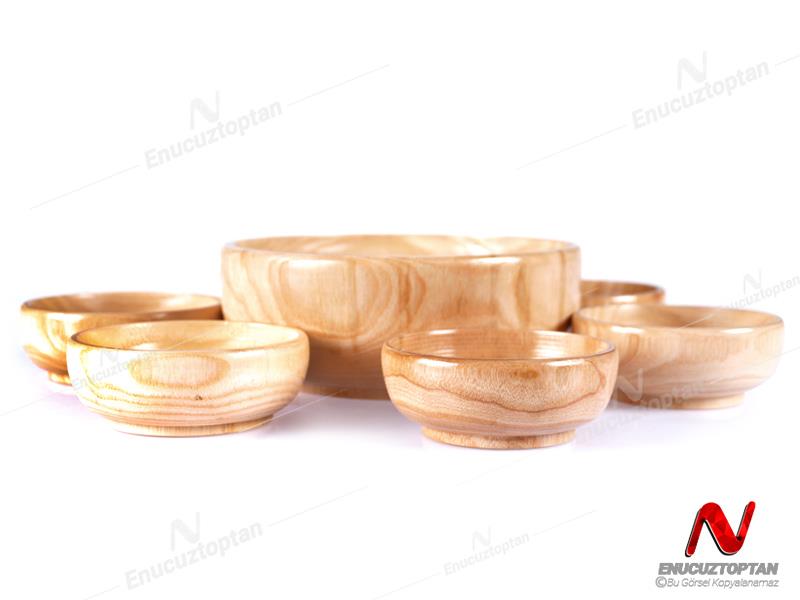 Kase - Ahşap Yuvarlak Kase Takımı 7 Parça | ID4461