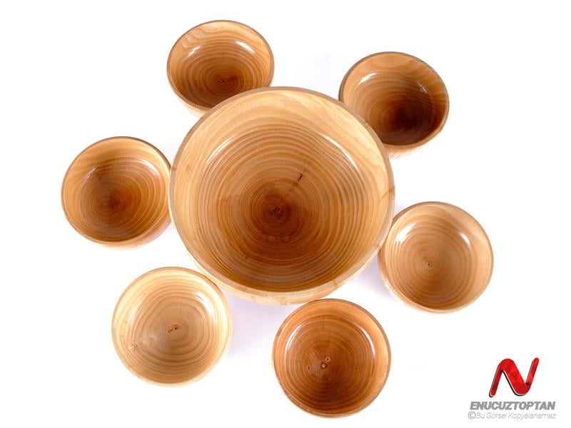 Kase - Ahşap Yuvarlak Kase Takımı 7 Parça | ID4461
