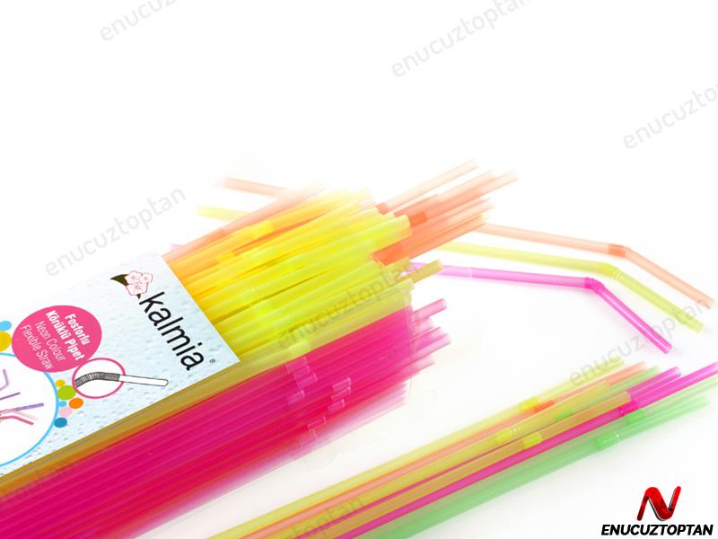 Körüklü Renkli Fosforlu Pipet 24cm 225'li Paket | ID1791