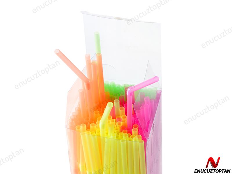 Körüklü Renkli Fosforlu Pipet 24cm 225'li Paket | ID1791