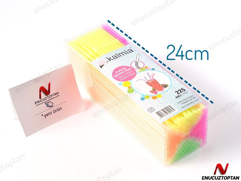 Körüklü Renkli Fosforlu Pipet 24cm 225'li Paket | ID1791