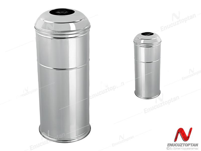 Krom Bombe Kapak Çöp Kovası 67x28cm | ID3505