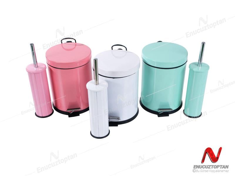 Krom Boyalı Pedallı Çöp Kovası 5 Litre + Krom Tuvalet Fırçası | ID3017