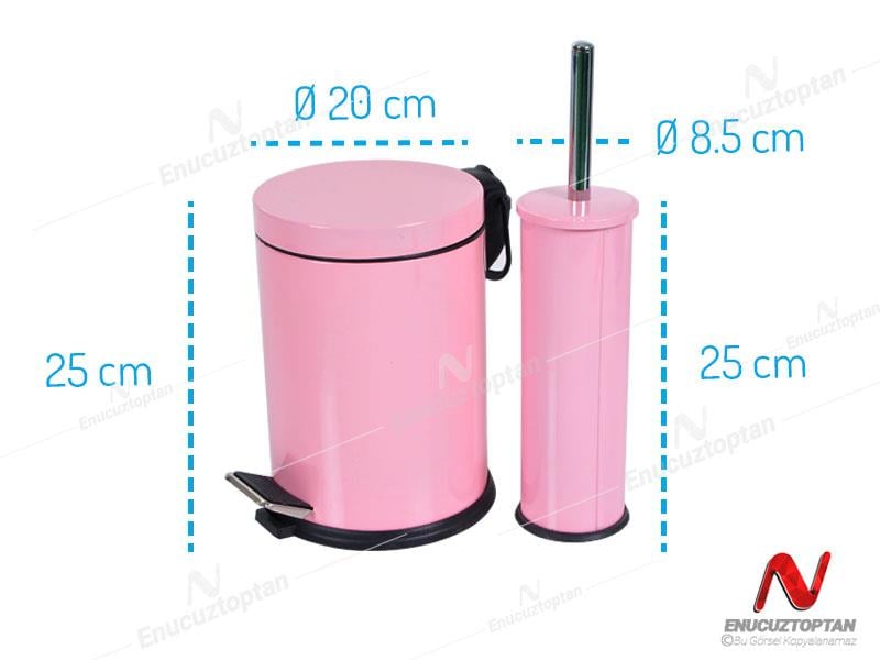 Krom Boyalı Pedallı Çöp Kovası 5 Litre + Krom Tuvalet Fırçası | ID3017
