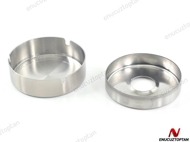 Krom Küllük İç Kapaklı Yuvarlak Kül Tablası 10cm | ID5388