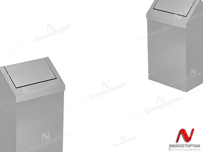Krom Paslanmaz Çatı Kapaklı Çöp Kovası 36 Litre | ID3513