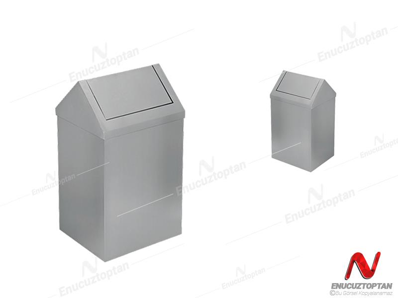 Krom Paslanmaz Çatı Kapaklı Çöp Kovası 11 Litre | ID3510