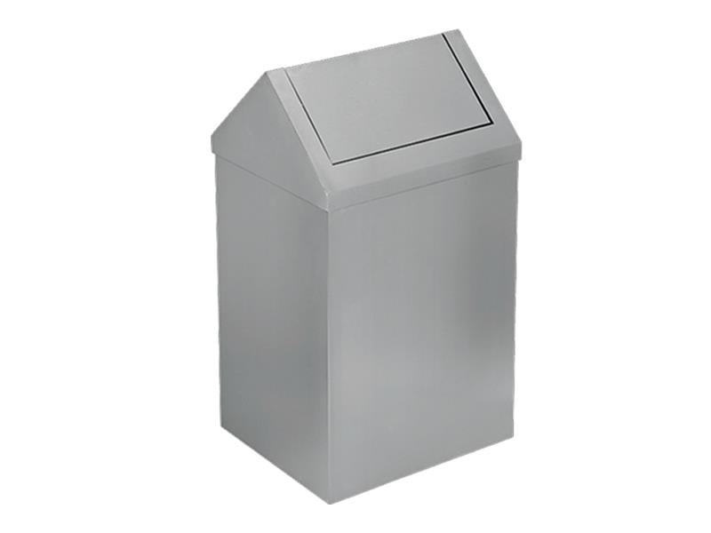 Krom Paslanmaz Çatı Kapaklı Çöp Kovası 54Lt  | ID3515 