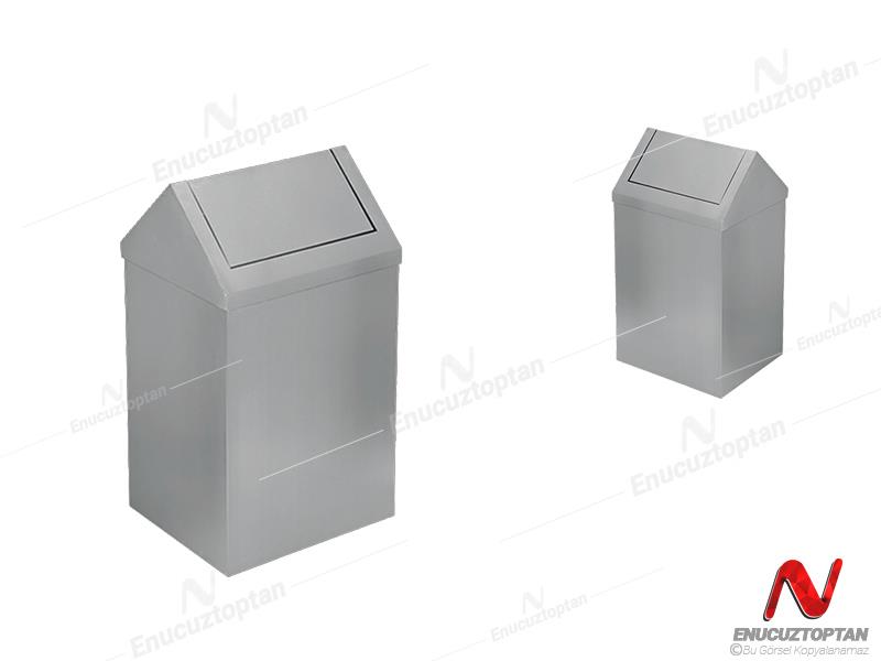 Krom Paslanmaz Çatı Kapaklı Çöp Kovası 16 Litre | ID3511