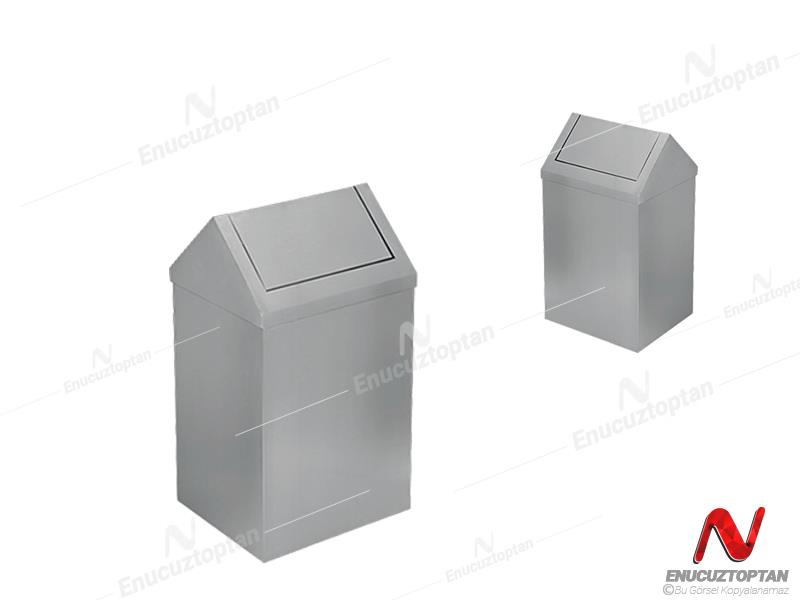 Krom Paslanmaz Çatı Kapaklı Çöp Kovası 6 Litre | ID3509