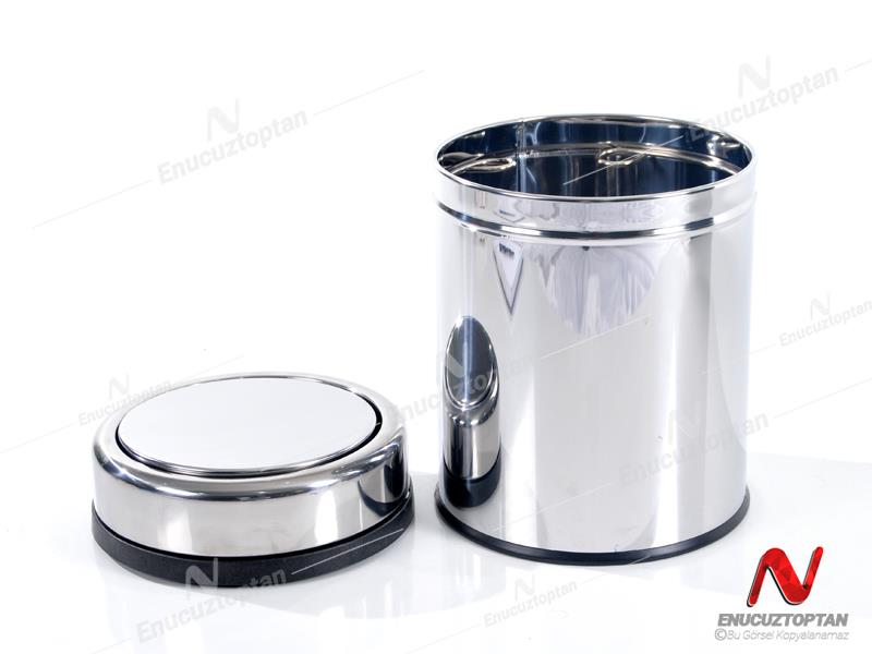 Krom Paslanmaz Pratik Kapaklı Çöp Kovası Ofis Tipi 8 Litre | ID3072