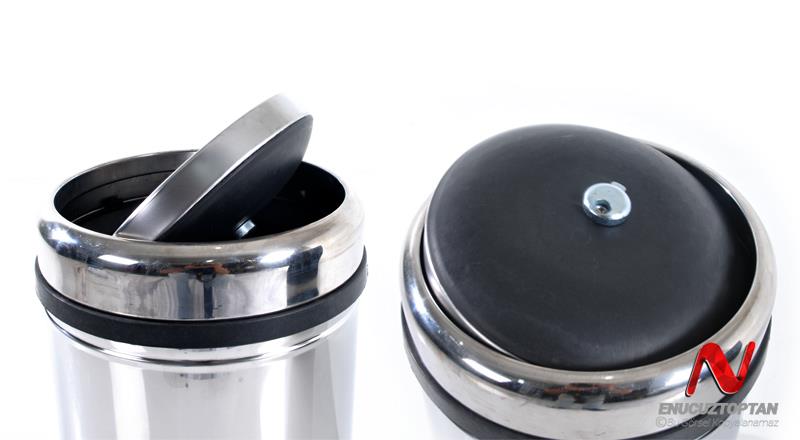 Krom Paslanmaz Pratik Kapaklı Çöp Kovası Ofis Tipi 16 Litre | ID3073