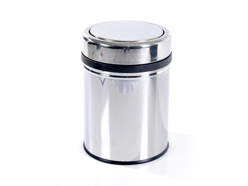 Krom Paslanmaz Pratik Kapaklı Çöp Kovası Ofis Tipi 8 Litre | ID3072