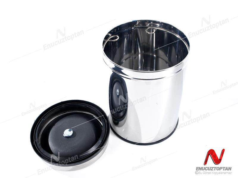 Krom Paslanmaz Pratik Kapaklı Çöp Kovası Ofis Tipi 8 Litre | ID3072