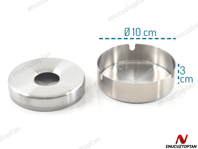 Küllük 430 Çelik İç Kapaklı Yuvarlak Kül Tablası 10cm | ID969