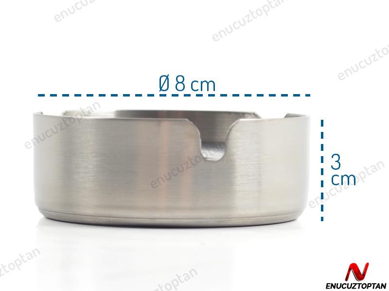 Küllük 430 Çelik Krom İç Kapaklı Yuvarlak Kül Tablası Küçük 8cm | ID5387