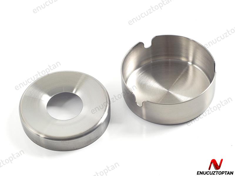 Küllük 430 Çelik Krom İç Kapaklı Yuvarlak Kül Tablası Küçük 8cm | ID5387