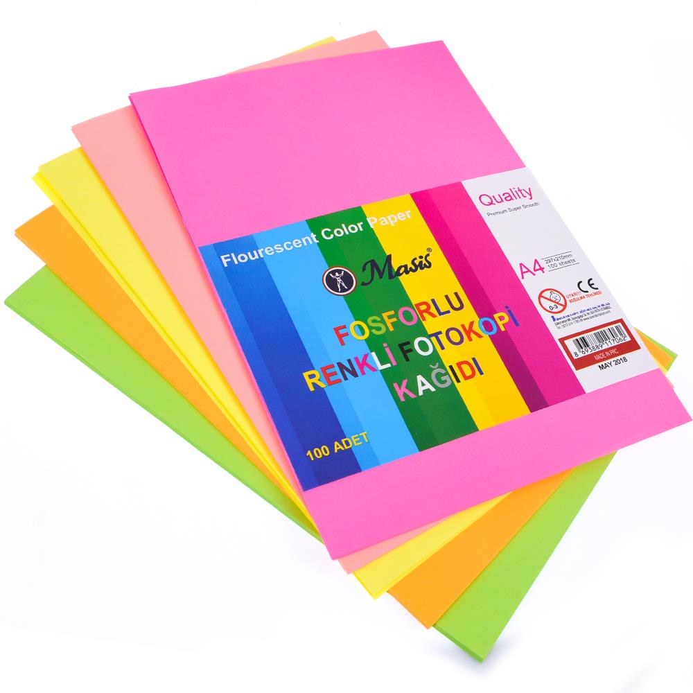 Masis A4 Renkli Fotokopi Kağıdı 100 Adet 80gr 21x30cm |  ID5062