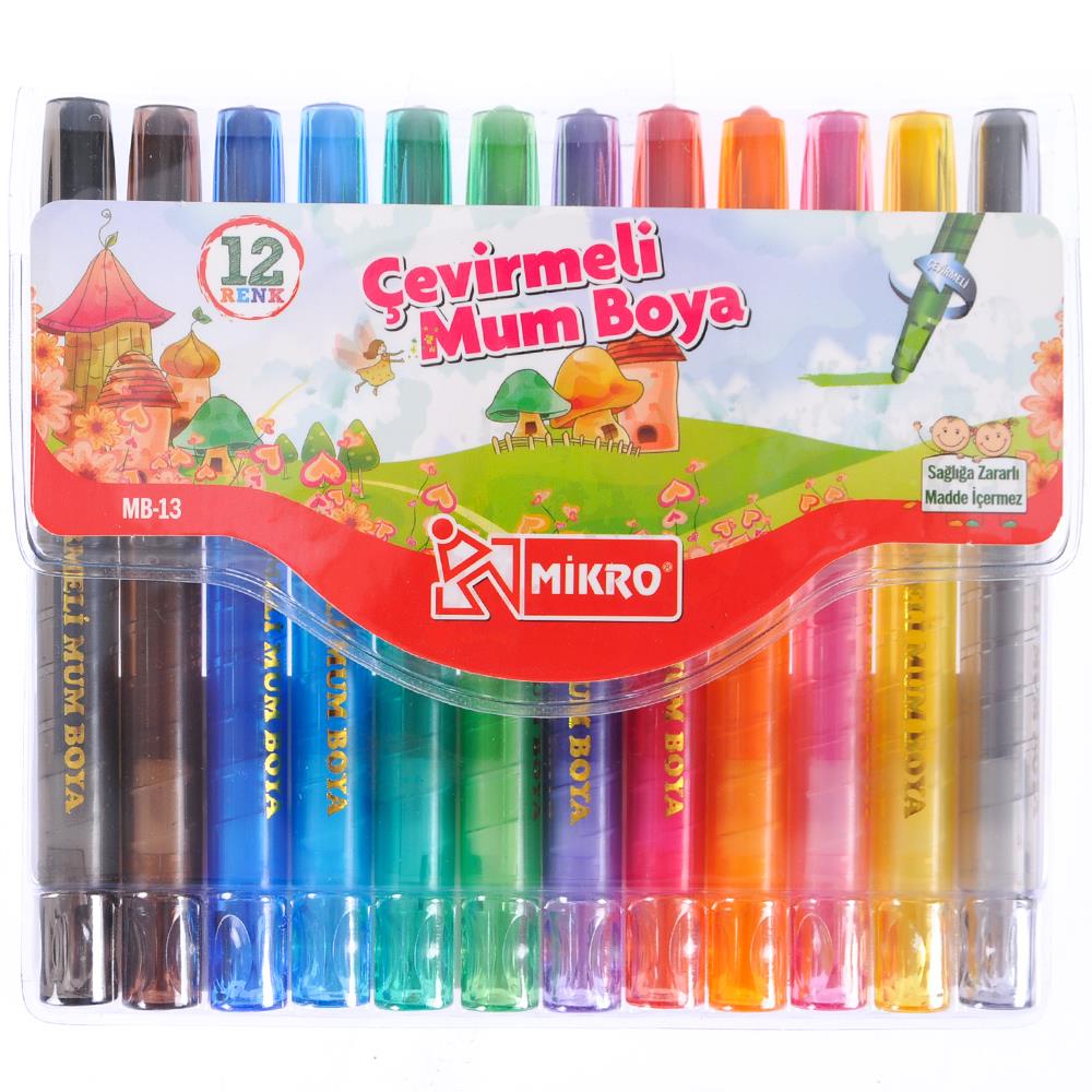 Mikro Çevirmeli Mum Pastel Boya 12'li | ID5014