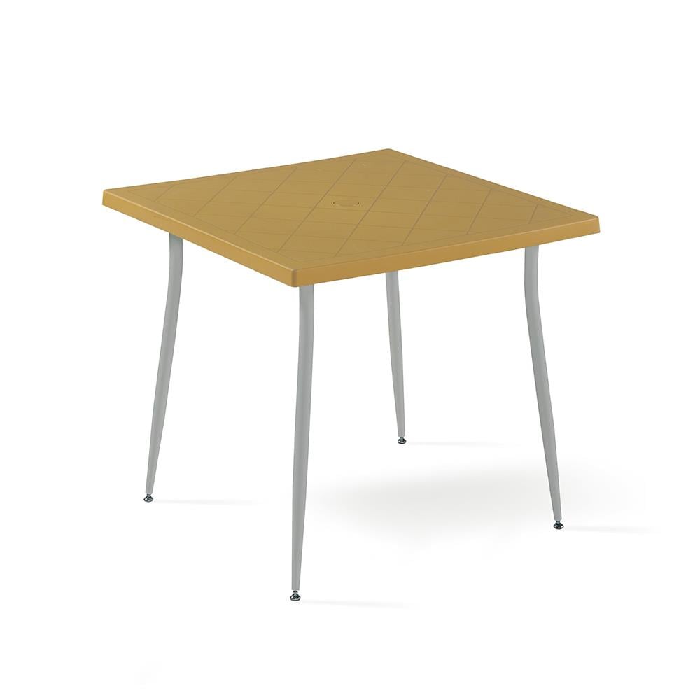 Novussi Carmen 80x80 Metal Gri Ayaklı Masa - Hardal | ID6331