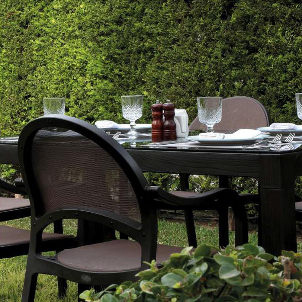 Novussi Florida Bahçe Masa Takımı Camlı Masa + 6 Fileli Koltuk | ID6039