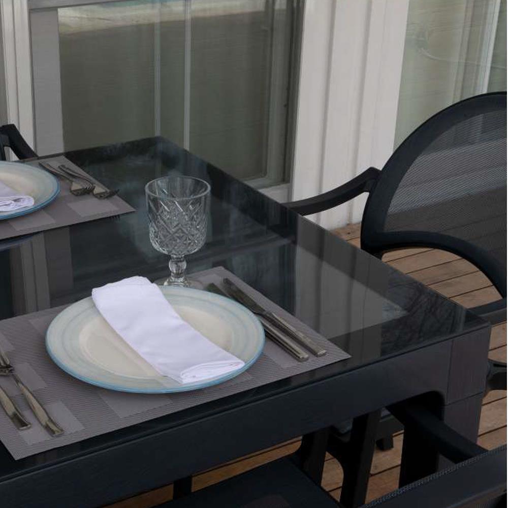 Novussi Florida Bahçe Masa Takımı Camlı Masa + 6 Fileli Koltuk | ID6039