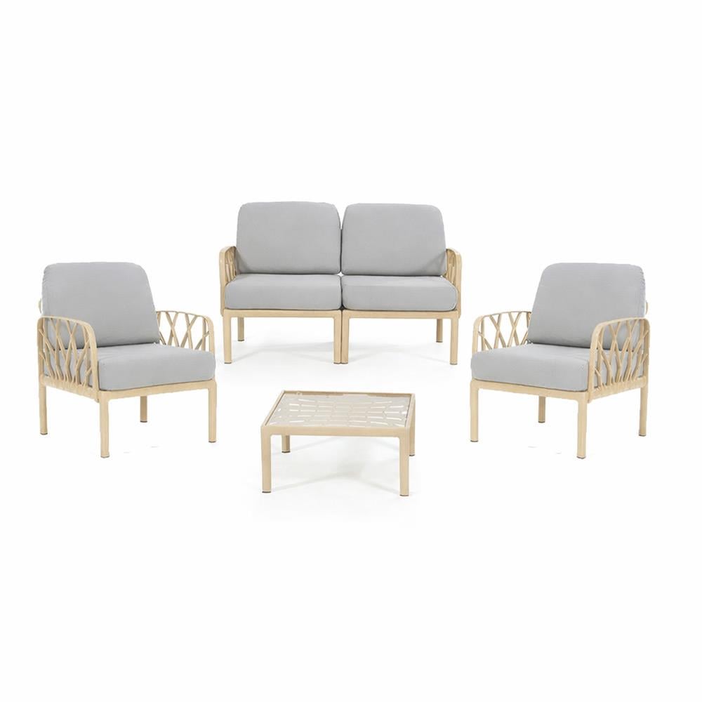 Novussi Garda Minderli 4 Kişilik Bahçe Oturma Grubu + Camlı Orta Sehpa | ID6025