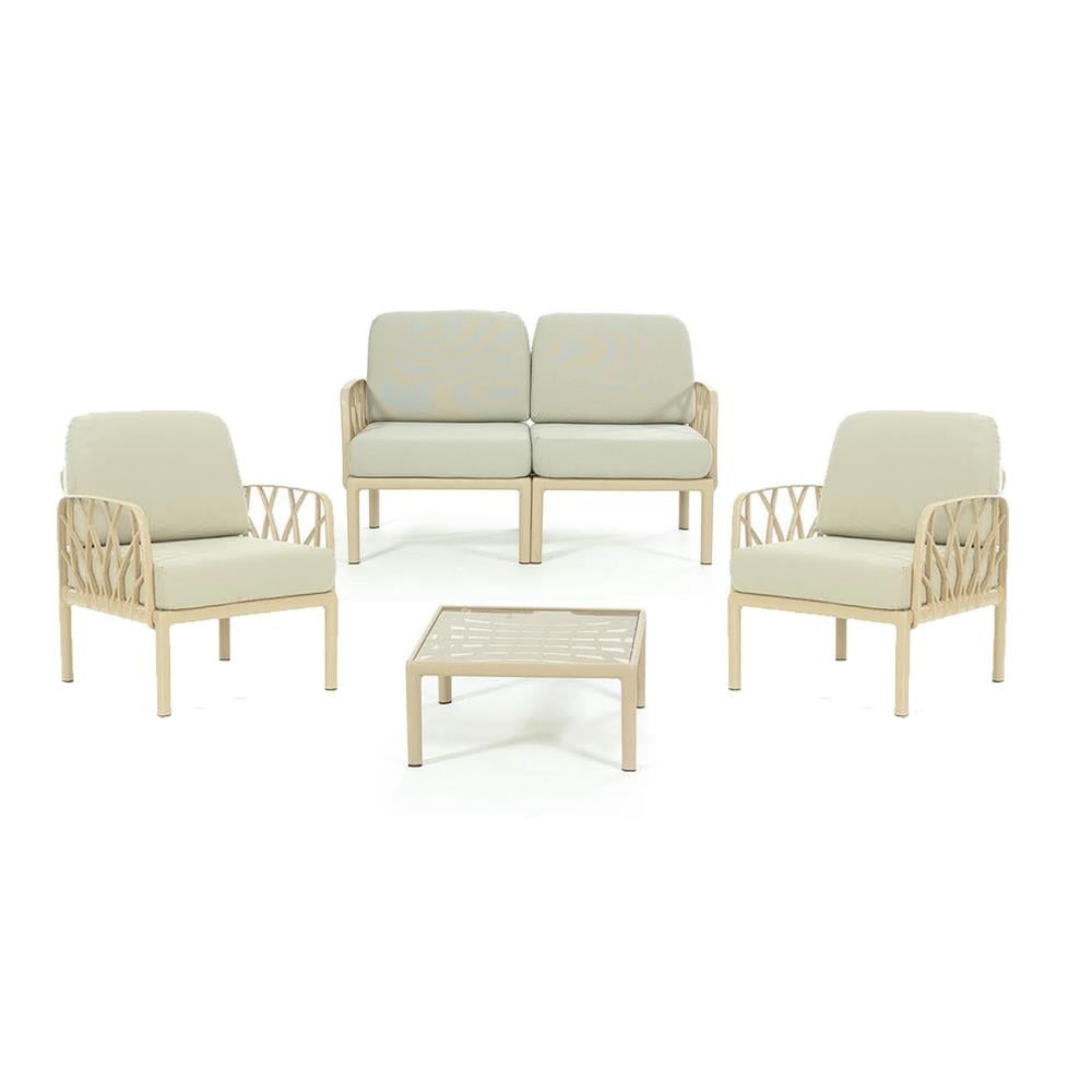 Novussi Garda Minderli 4 Kişilik Bahçe Oturma Grubu + Camlı Orta Sehpa | ID6025