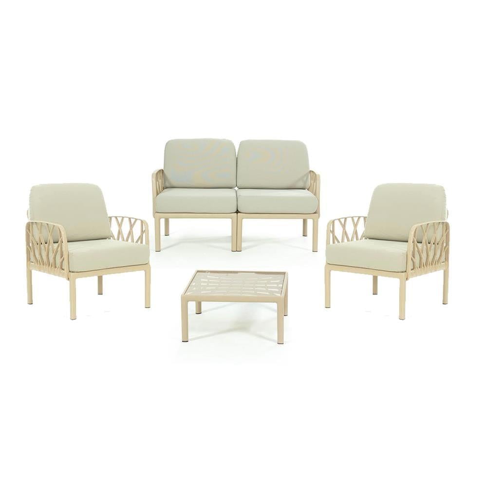 Novussi Garda Minderli 4 Kişilik Bahçe Oturma Grubu + Camlı Orta Sehpa | ID6025