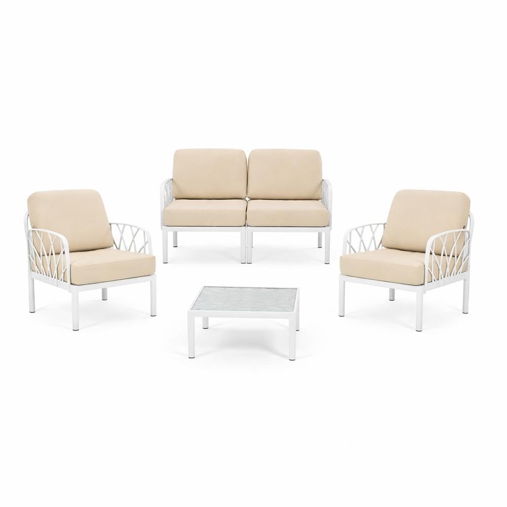 Novussi Garda Minderli 4 Kişilik Bahçe Oturma Grubu + Camlı Orta Sehpa | ID6025